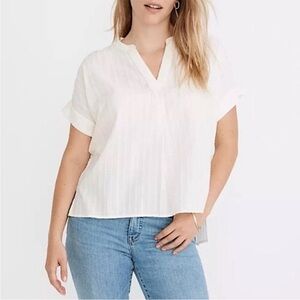 Madewell Lakeline Popover Shirt in Clip-Stripe Lighthouse Size Small